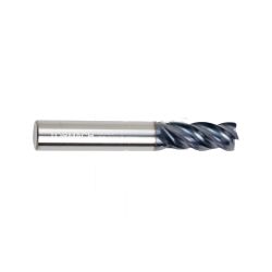 End Mill, 4 FL Corner Radius 0.03, 2-1/2 in. OAL, 3/8 in. CD x 3/8 in. SD x 7/8 in. CL, Helix 38-40, ALTIN-H Coated