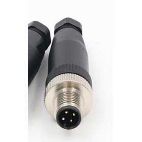 M12 Plug, In-line, Male Pins, 5 Position, A Keying