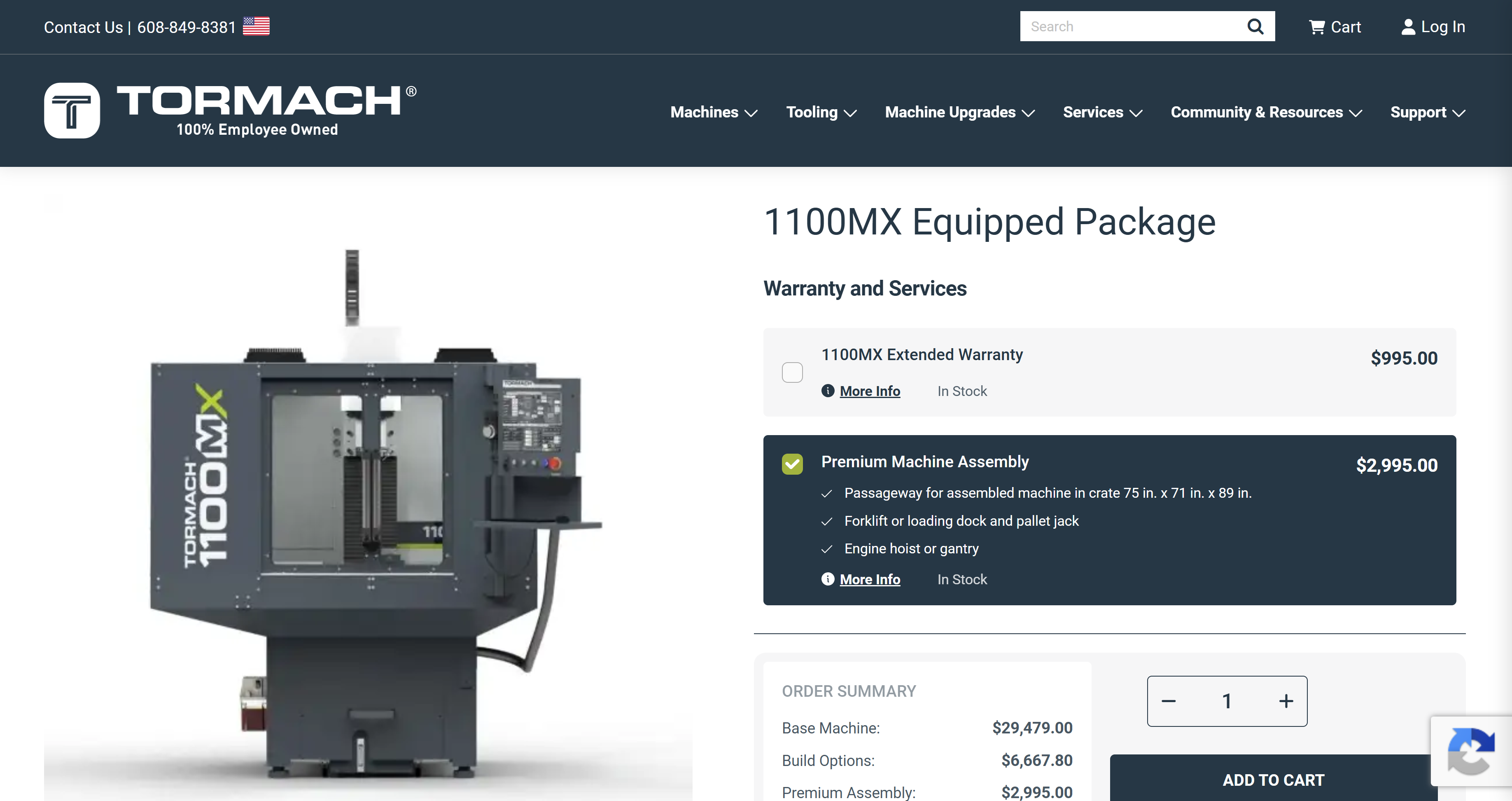 How to request pre-assembly for your machine purchase