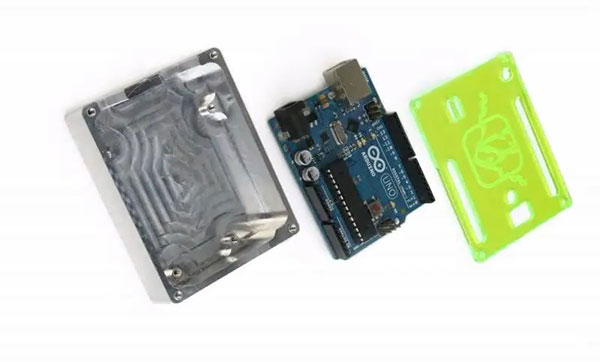 all the parts of the full Arduino enclosure