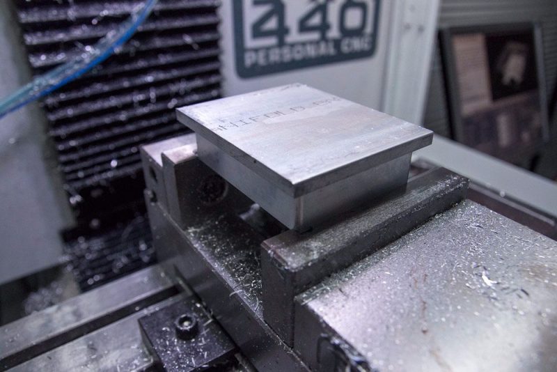 preparing to cut the 2nd side of a part on a Tormach mill