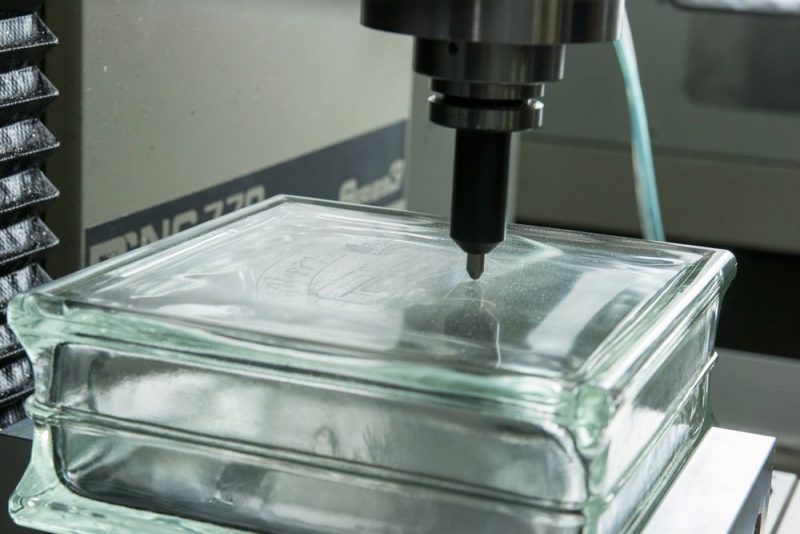 engraving a glass block with a Tormach mill