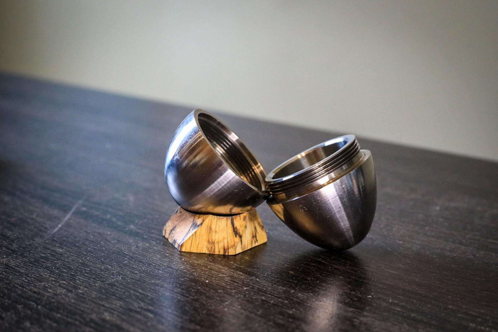 Threads cut for an egg made on a Tormach lathe