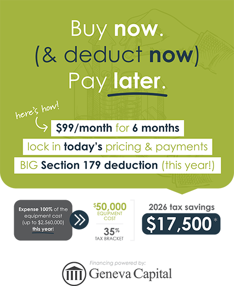 Enjoy special financing from Geneva Capital featuring $99/mo for the first 6 months
